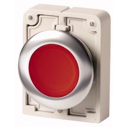 Illuminated push-buttons, flat front, flush, maintained, red, blank