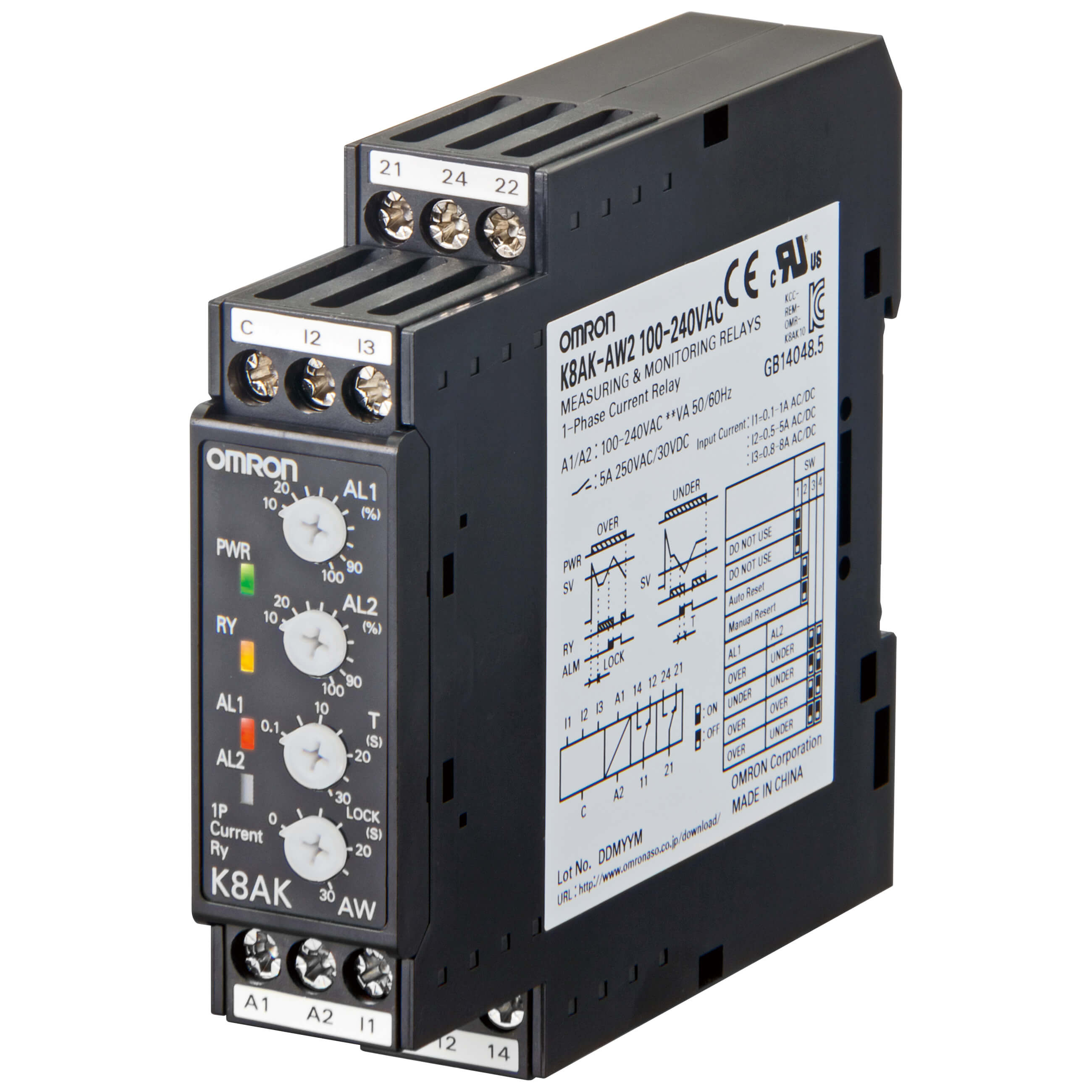 Single-phase Overcurrent/Undercurrent Relay [K8AK-AW]