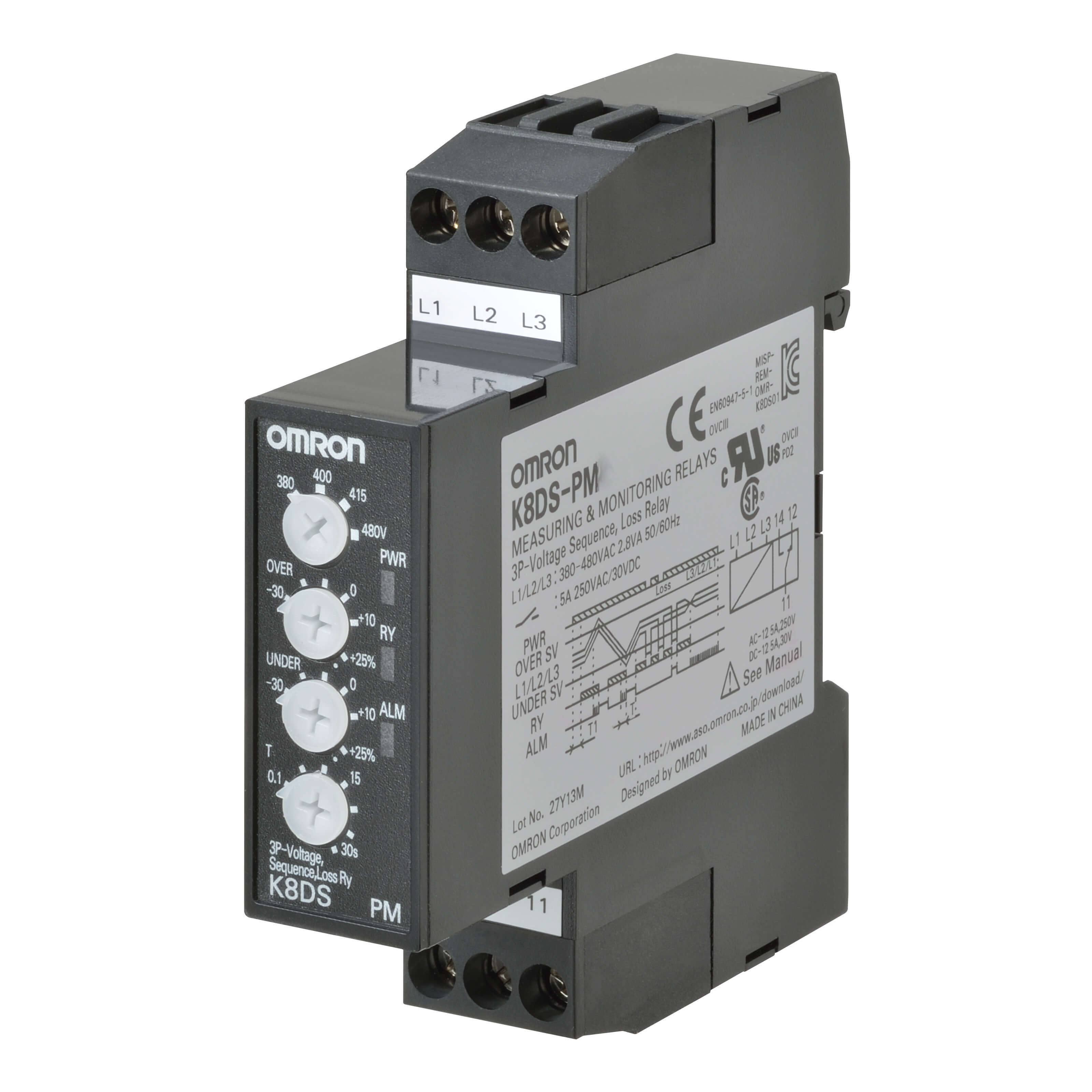 Three-phase Voltage and Phase-sequence Phase-loss Relay [K8DS-PM]