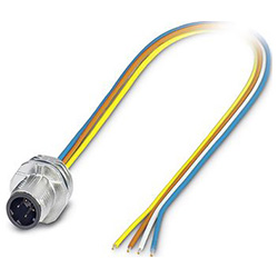 Bus system flat-type plug SACC-E, M12-SPEEDCON, D-coded, Front mounting, Individual wires