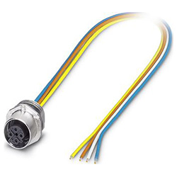 Bus system flat-type plug SACC-E, socket M12-SPEEDCON, D-coded, front / screw mounting, with TPE litz wire