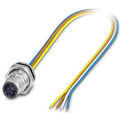 Bus system flat-type plug SACC-DSI, M12 SPEEDCON, D-coded, front / screw mounting with Pg9 thread, with 0.5 m TPE litz wire