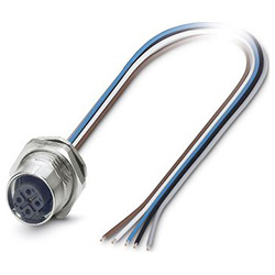 Flush-type connector SACC-DSI, socket, M12, B-coded, with 0.5 m TPE litz wire