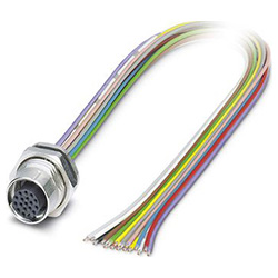 Flush-type connector SACC-DSI, socket, M12, with 0.5 m halogen-free TPE litz wire