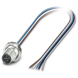 Flush-type connector SACC-E, plug, M12, B-coded, with 0.5 m TPE litz wire