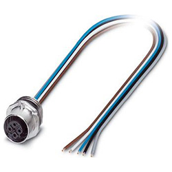 Flush-type connector SACC-E, socket, M12, B-coded, with 0.5 m TPE litz wire