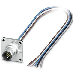 Flush-type connector SACC-SQ, plug, M12, B-coded, with 0.5 m TPE litz wire
