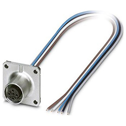 Flush-type connector SACC-SQ, socket, M12, B-coded, with 0.5 m TPE litz wire