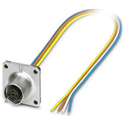 Flush-type connector SACC-SQ, socket, M12, D-coded, with 0.5 m TPE litz wire 1440960