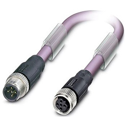 Bus system cable SAC-2P, Plug straight M12, Socket straight M12