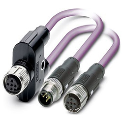 Bus system cable SAC-5P, Socket straight M12, A-coded, Plug straight M12, A-coded and Socket straight M12, A-coded