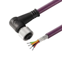Copper Data Cable (Assembled), M12, Socket, Angled, Shielded 1431510300
