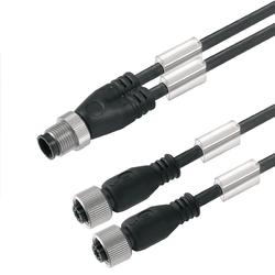 Sensor-Actuator Adaptor Cable (Assembled), Connecting Line, M12 / M8, Twin Cabling, Pin, Straight, 2X Socket, Straight