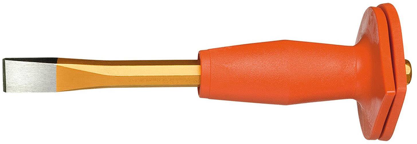 Bricklayer's chisel with protective hand guard