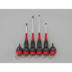 [6 Pcs] (+)(-) Power Grip Smooth Screwdriver With Ring EA557AY-50