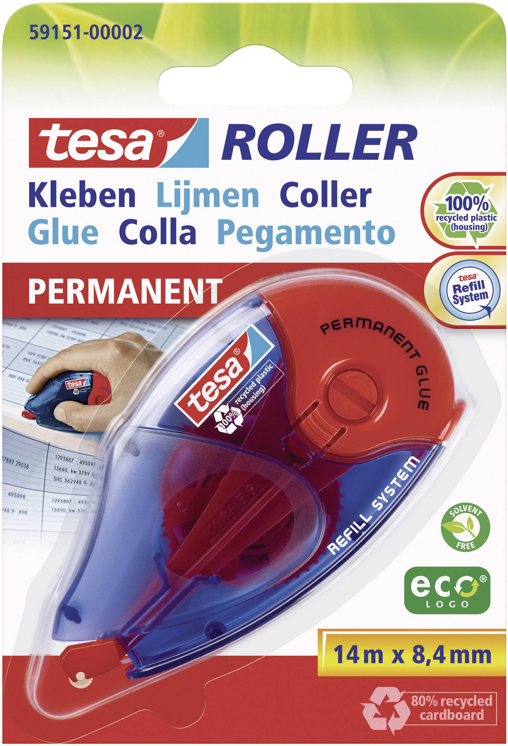 Tesa Roller Permanent Gluing Ecologo Refill - Blister