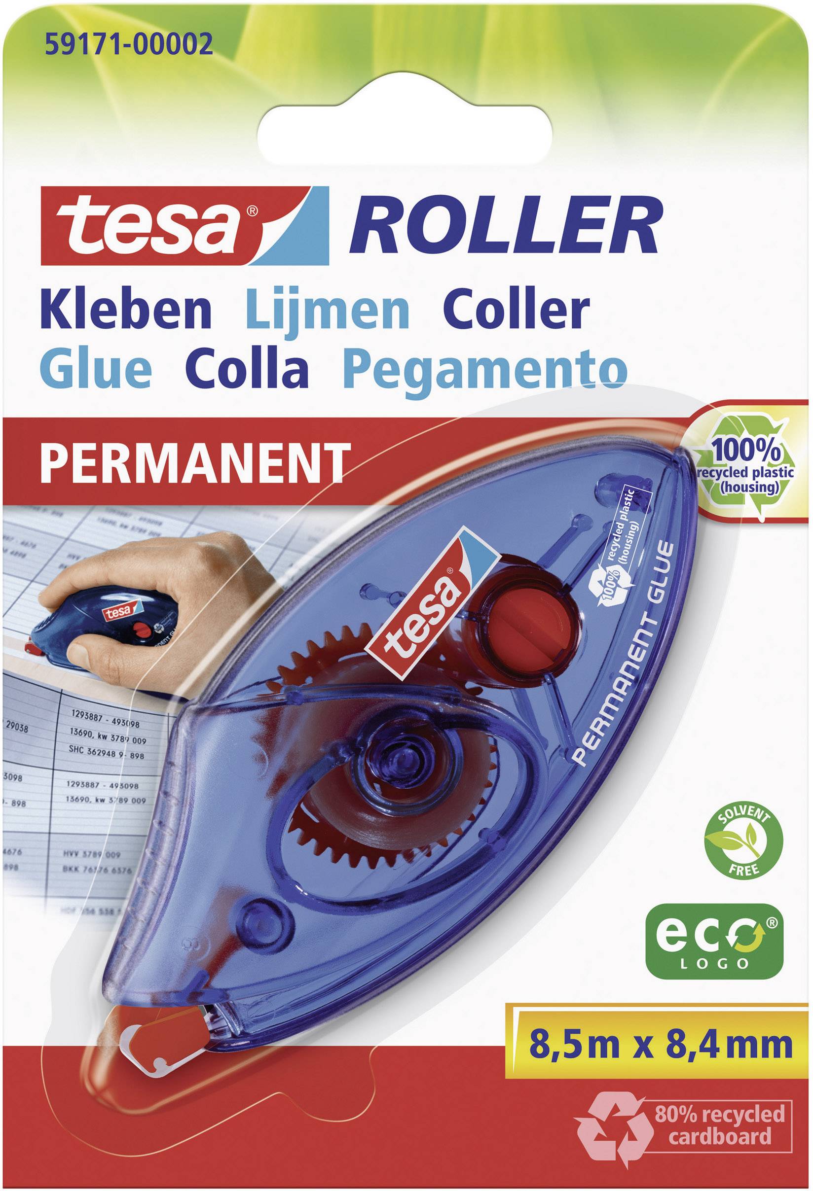Tesa Roller Permanent Gluing Ecologo Disposable - Blister