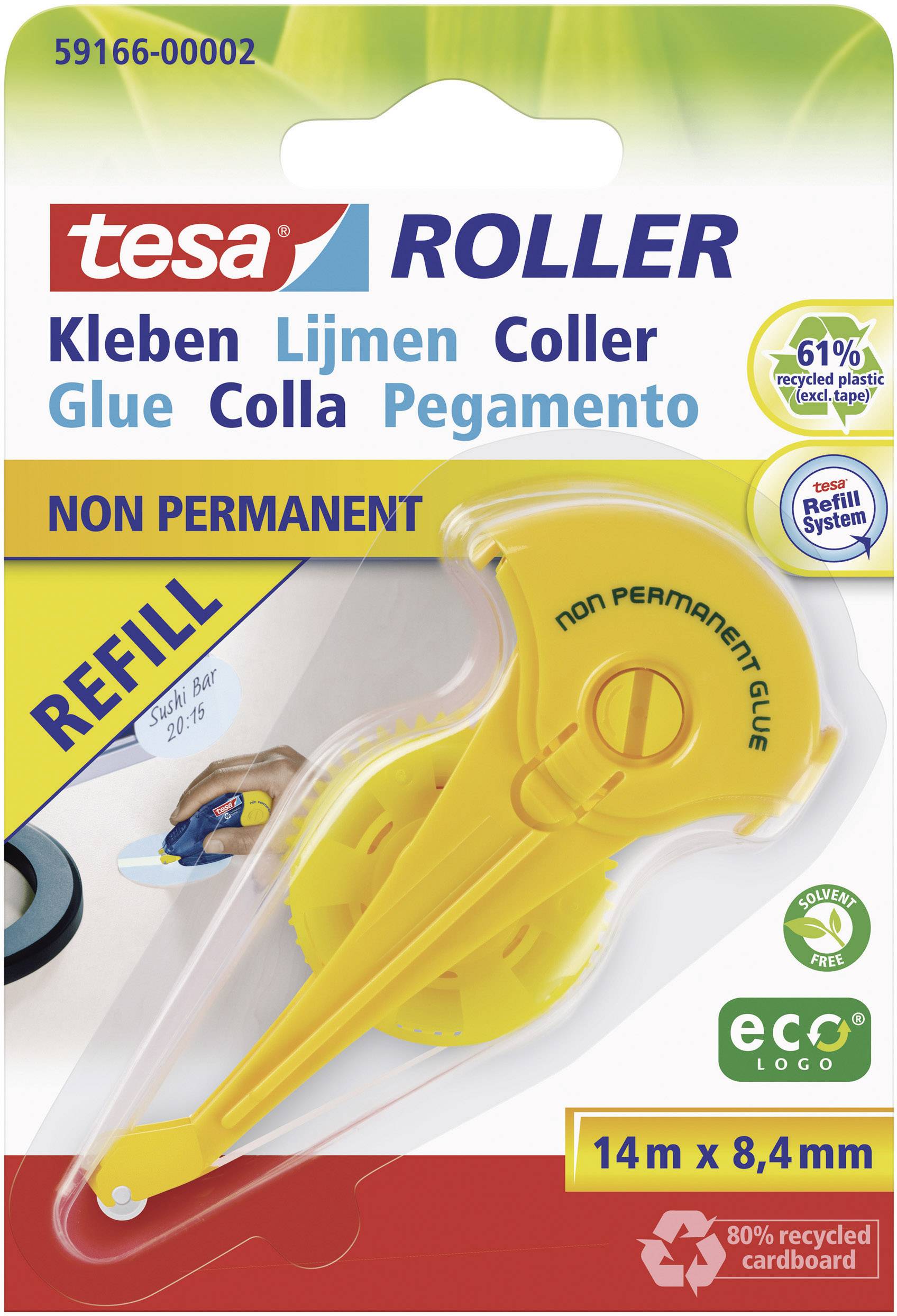 Tesa Roller Non Permanent Gluing Ecologo Refill