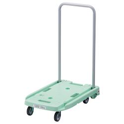 Compact Plastic Transport Cart Komawari-Kun Quiet G Wheels 600 mm × 390 mm Green