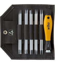 Wiha Screwdriver interchangeable blade set SYSTEM ESD assorted incl. roll-up bag