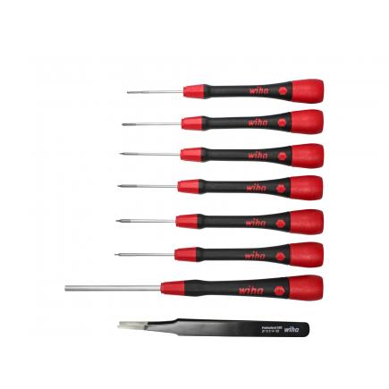 Fine Screwdriver Set PicoFinish®, 8 Pieces, Mixed, including Tweezers for iPhone®/Apple® Devices