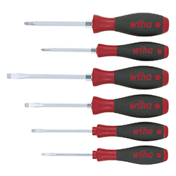 Screwdriver Set SoftFinish®, Slotted, Phillips with Hexagon Head, 6 Pieces