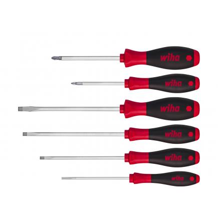 Screwdriver Set SoftFinish®, Slotted, Pozidriv with Hexagon Head, 6 Pieces