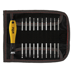 Screwdriver with Interchangeable Blade Set SYSTEM 4 ESD, Assorted 12 Pieces in Roll-up Bag