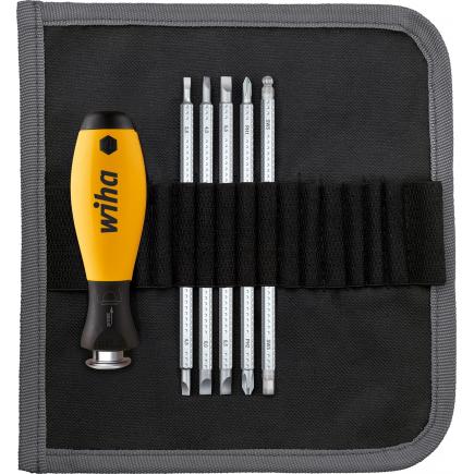 Screwdriver with Interchangeable Blade Set SYSTEM 6 ESD, Mixed 7 Pieces in Roll-up Bag