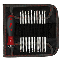 Screwdriver with Interchangeable Blade Set SYSTEM 6, Assorted 12 Pieces in Roll-up Bag