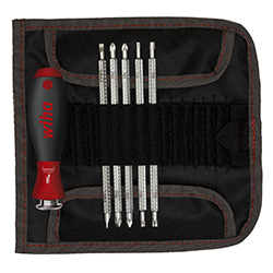Screwdriver with Interchangeable Blade Set SYSTEM 6, Assorted 7 Pieces in Roll-up Bag