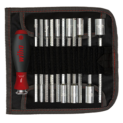 Screwdriver with Interchangeable Blade Set SYSTEM 6, Hexagon Nut Driver, 13 Pieces in Roll-up Bag