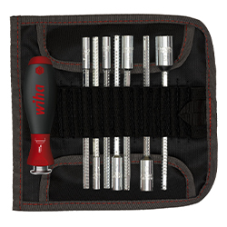 Screwdriver with Interchangeable Blade Set SYSTEM 6, Hexagon Nut Driver, 9 Pieces in Roll-up Bag