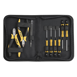 Tool Set ESD, Pliers, Screwdriver, Tweezers, 10 Pieces in Tool Pouch