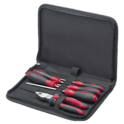 Tool Set Mechanic, Screwdriver, Combination Pliers, 7 Pieces in Tool Pouch