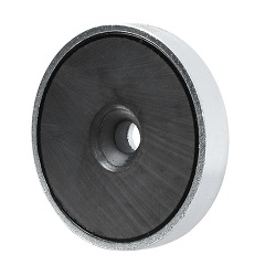 Eclipse Pot Magnet M8 Female Threaded Hole Ferrite Shallow 50mm x 13mm 15kg Pull