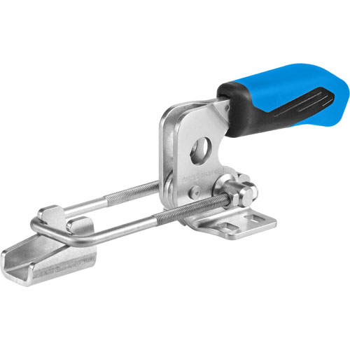 Horizontal Hook-Type Toggle Clamp with Blue Handle, 6848HNIE