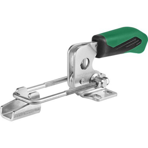 Horizontal Hook-Type Toggle Clamp with Green Handle, 6848HNIG