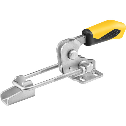 Horizontal Hook-Type Toggle Clamp with Yellow Handle and  Safety Latch, 6848HSNIY