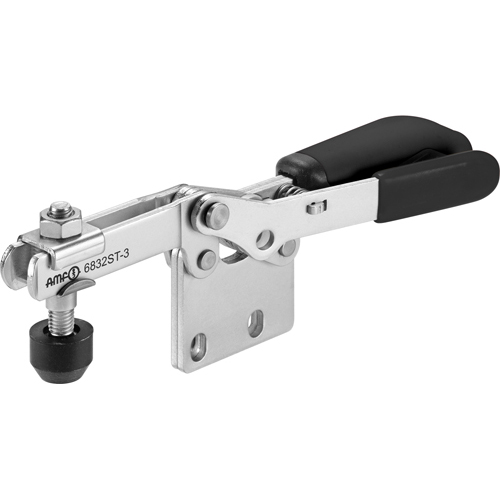 Horizontal Toggle Clamp with Black Handle and Safety Latch, 6832ST
