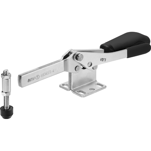 Horizontal Toggle Clamp with Black Handle and Safety Latch, 6834ST