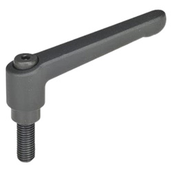 Adjustable hand levers, Zinc die casting, with threaded stud steel 300-30-M5-12-SW