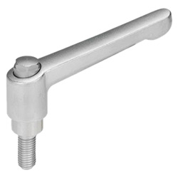 Adjustable Stainless Steel-Hand levers, threaded stud, electropolished