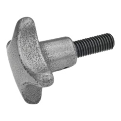 Hand knobs, cast, iron, with threaded bolt steel 6335.4-SG-50-M10-25