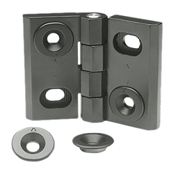 Flat hinges / conical countersinks, compensating element / adjusting inserts / adjusting inserts / zinc die-cast / GN 127 / GANTER