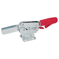 Horizontal acting toggle clamps with safety hook, with horizontal base 820.3-355-MLC