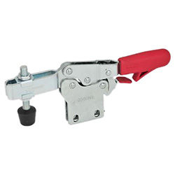 Horizontal acting toggle clamps with safety hook, with vertical mounting base 820.4-455-NLC