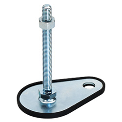 Levelling feet with mounting lug, steel sheet, zinc plated, with and without rubber 42-50-M10-100-A3-S