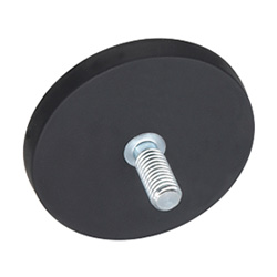 Retaining magnets with threaded stud, with rubber jacket