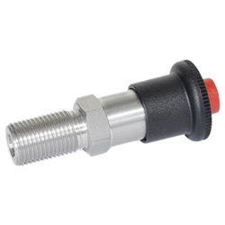 Stainless Steel-Indexing plungers, with click-type safety lock, unlocking with p 414.1-8-12-AK-NI